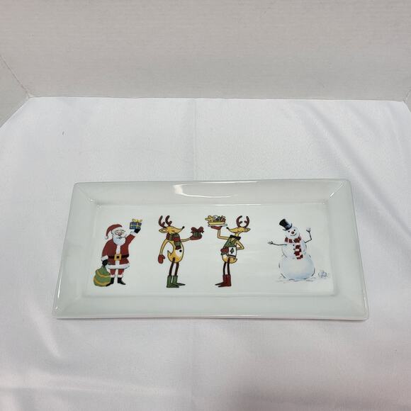 Christmas Santa Reindeer Snowman Snack Platter Tray Ashley Cooper Holiday Magic - Picture 2 of 10